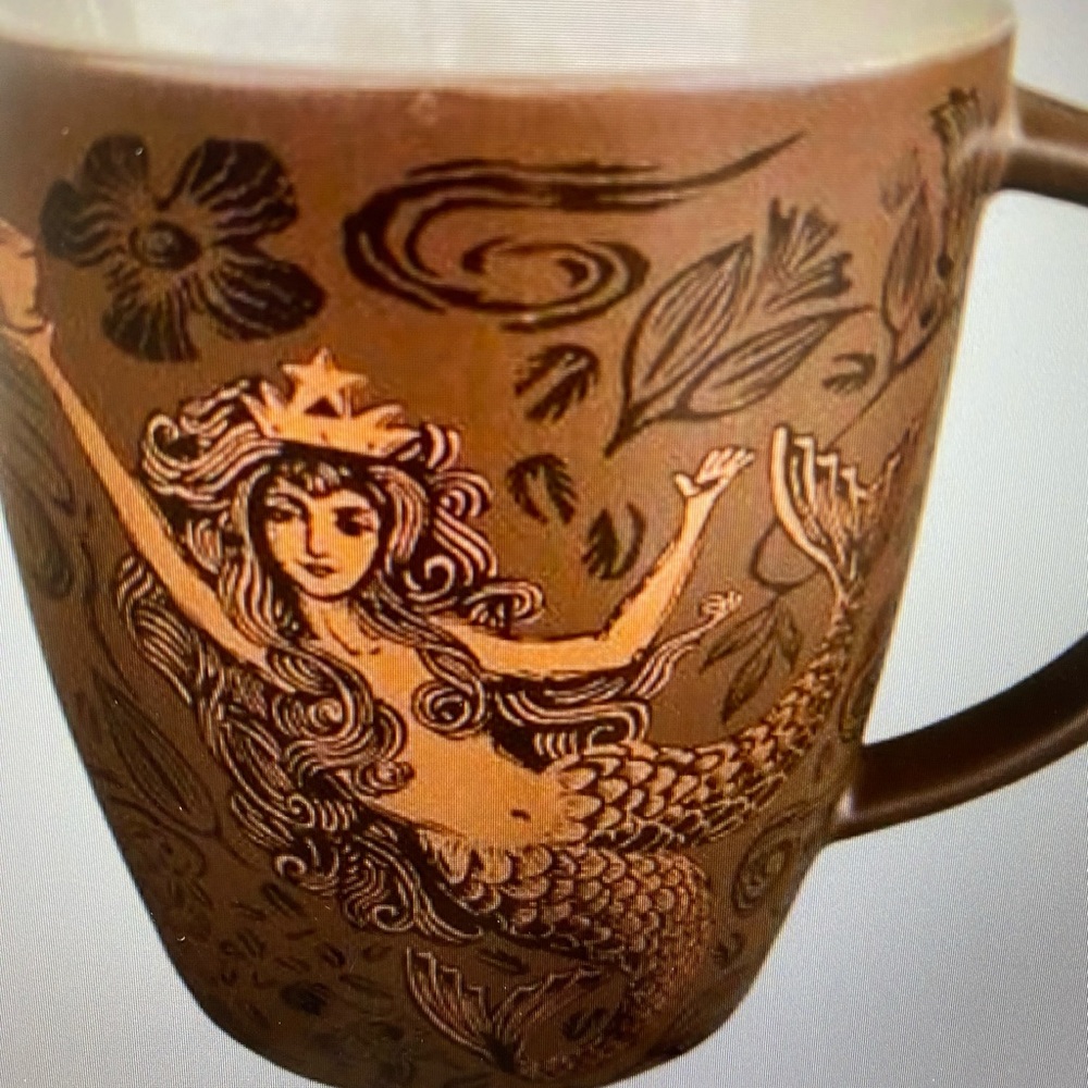 Starbucks 2011 Split Tail Mermaid Copper Siren Coffee Mug 12 oz Bone China NWOT